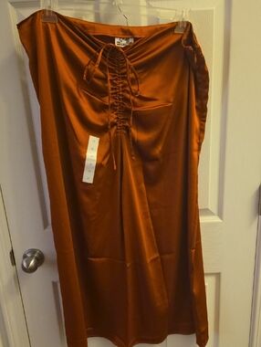 Future Collective with Alani Noelle Women's Botanical Tie-Front Flowy Midi Skirt